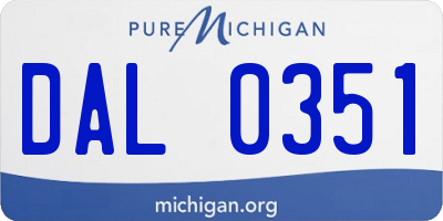 MI license plate DAL0351