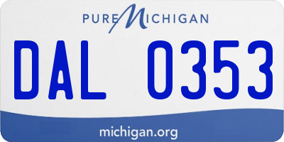MI license plate DAL0353