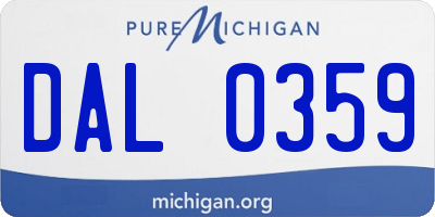 MI license plate DAL0359