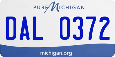 MI license plate DAL0372