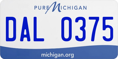 MI license plate DAL0375