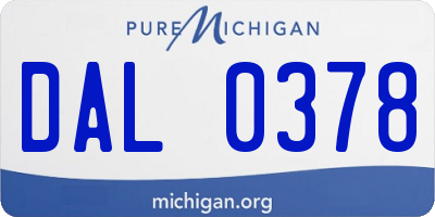 MI license plate DAL0378
