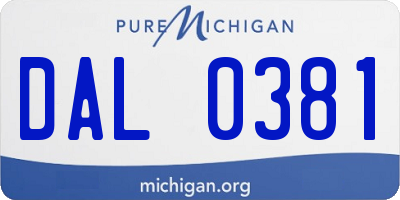 MI license plate DAL0381