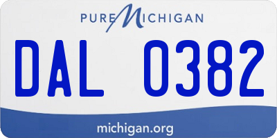 MI license plate DAL0382