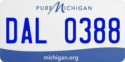 MI license plate DAL0388