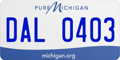 MI license plate DAL0403