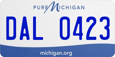 MI license plate DAL0423
