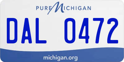 MI license plate DAL0472