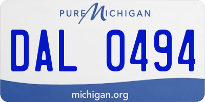 MI license plate DAL0494