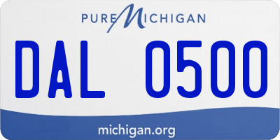 MI license plate DAL0500