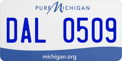 MI license plate DAL0509