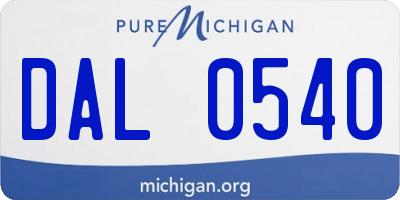 MI license plate DAL0540