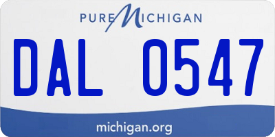 MI license plate DAL0547