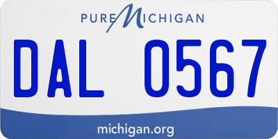 MI license plate DAL0567