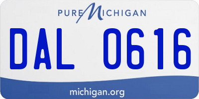 MI license plate DAL0616