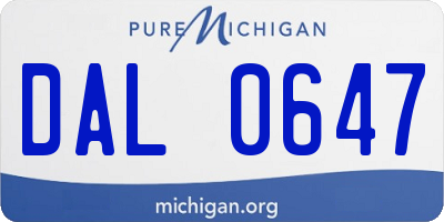 MI license plate DAL0647