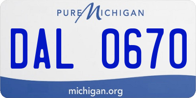 MI license plate DAL0670