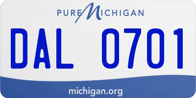 MI license plate DAL0701