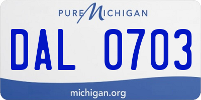 MI license plate DAL0703
