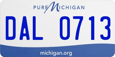 MI license plate DAL0713