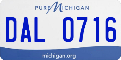 MI license plate DAL0716