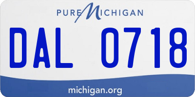 MI license plate DAL0718