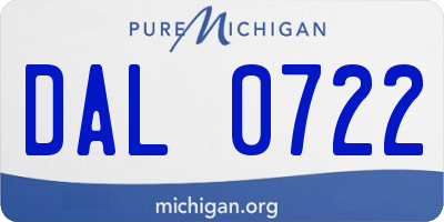 MI license plate DAL0722