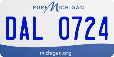 MI license plate DAL0724