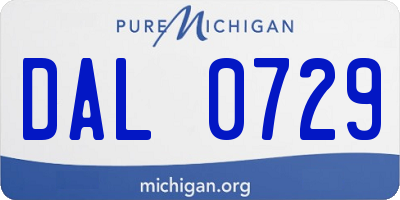 MI license plate DAL0729