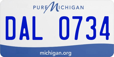 MI license plate DAL0734