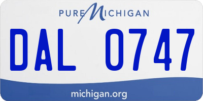 MI license plate DAL0747