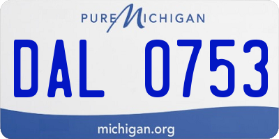 MI license plate DAL0753