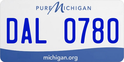 MI license plate DAL0780