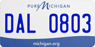 MI license plate DAL0803