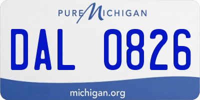 MI license plate DAL0826