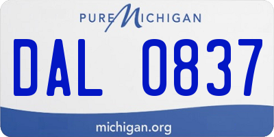 MI license plate DAL0837