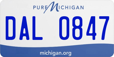 MI license plate DAL0847