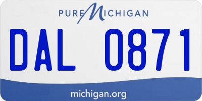 MI license plate DAL0871