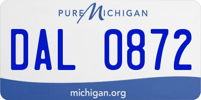 MI license plate DAL0872