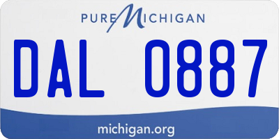 MI license plate DAL0887