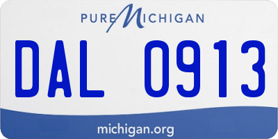 MI license plate DAL0913