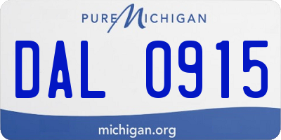 MI license plate DAL0915