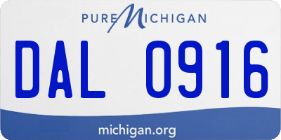 MI license plate DAL0916