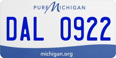 MI license plate DAL0922