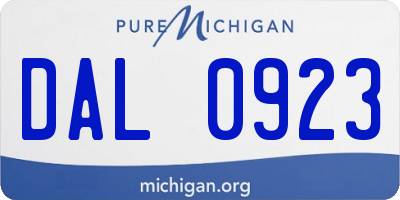 MI license plate DAL0923