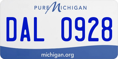MI license plate DAL0928