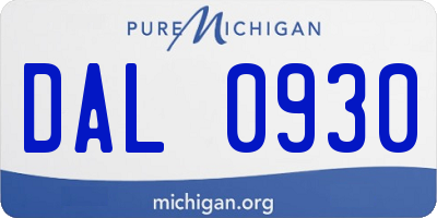 MI license plate DAL0930