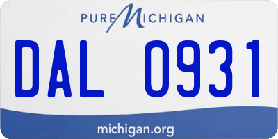 MI license plate DAL0931