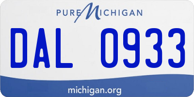 MI license plate DAL0933