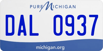 MI license plate DAL0937